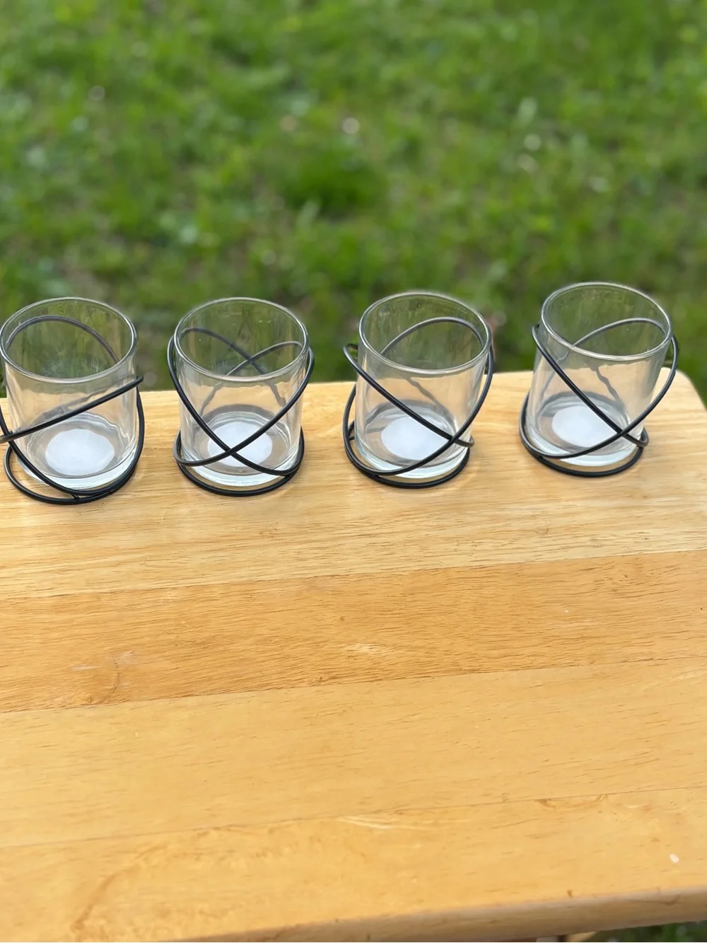 Metal-Trim Glass Votive Candle Holders - Black (Set of 8)